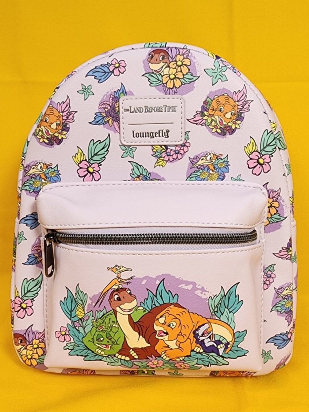 Loungefly The Land Before Time Dinosaurs Floral Purple Soft Tag Mini Backpack - Picture 11 of 11